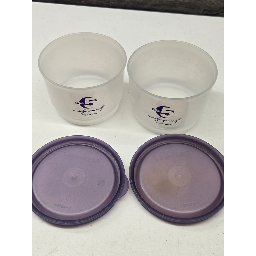 Tupperware Take 5 Indulge Yourself Snack Cups Set of 2 Purple Frosted 1229H 4922